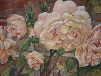 Hand Painted Roses On Slate 4 small