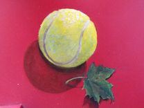 Trompe L'Oeil Dog Leash Painted On Side Table . 3 small