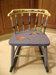 Children's Chair Painted With Trope L'Oeil Marbles And A  Train 1 small