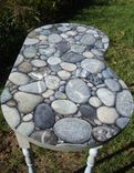 Available: Pedestal Table Painted With Trompe L'Oeil Stones And Pebbles 3 small