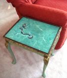 Trompe L'Oeil Bead Necklace Painted On Faux Marble Table Surface. 5 small