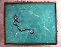 Trompe L'Oeil Bead Necklace Painted On Faux Marble Table Surface. 6 small
