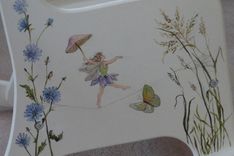 Children's Rocking Chair Painted With Flower Fairies, Wild Flowers & Butterflies 1 small