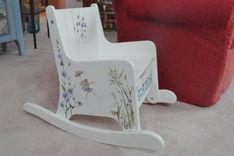 Children's Rocking Chair Painted With Flower Fairies, Wild Flowers & Butterflies 2 small