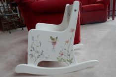 Children's Rocking Chair Painted With Flower Fairies, Wild Flowers & Butterflies 3 small
