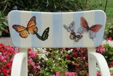 Children's Chair Painted With Wild Flowers And  Butterflies 3 small