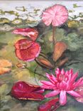 Water Lily Pond Painted Bench 5 small