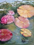 Water Lily Pond Painted Bench 6 small