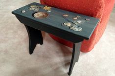 Bench Painted With Trompe L'Oeil Stones And Feathers 3 small