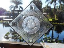 Stained Glass Window Valance, Vintage Federal Heritage Depression Glass, Antique Plate Panel 1 small