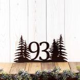 Metal House Number Sign with Pine Trees, 2 Digit 1 small