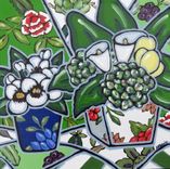 Red Still Life Painting Acrylic On Canvas Country French Sunflowers 3 small
