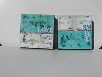 Beach Abstract Expressionist Painting Original Acrylic On Canvas "Smile" 2 small