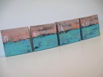 Abstract Paintings, "Beach" Original Acrylics 2 small