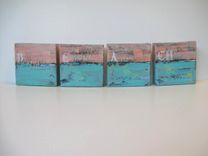 Abstract Paintings, "Beach" Original Acrylics 4 small