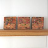 Acrylic Abstract Paintings On Canvas Original Triptych With Rustic Background 1 small