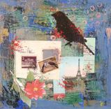 Blue Mixed Media Triptych Acrylic Painting On Canvas 3 small