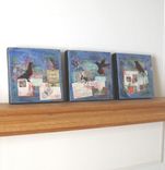 Blue Mixed Media Triptych Acrylic Painting On Canvas 1 small