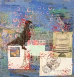 Blue Mixed Media Triptych Acrylic Painting On Canvas 5 small