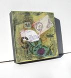 Acrylic Mixed Media Acrylic Painting On Canvas, Gold, 8" X 8" 1 small