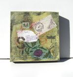 Acrylic Mixed Media Acrylic Painting On Canvas, Gold, 8" X 8" 2 small