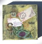 Acrylic Mixed Media Acrylic Painting On Canvas, Gold, 8" X 8" 3 small