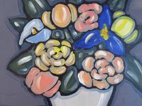 Floral Still Life Acrylic Original Painting On Canvas, 5 small