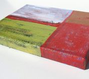 Original Acrylic Abstract Painting Canvas, Red And Green, 5" X 7" 1 small