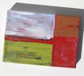 Original Acrylic Abstract Painting Canvas, Red And Green, 5" X 7" 2 small