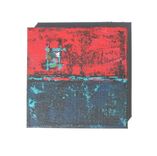 Red And Turquoise Abstract Paintings, Triptych, Original Acrylic On Canvas 5 small