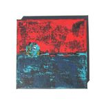 Red And Turquoise Abstract Paintings, Triptych, Original Acrylic On Canvas 2 small