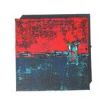 Red And Turquoise Abstract Paintings, Triptych, Original Acrylic On Canvas 3 small