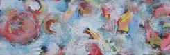 Pink Abstract Triptych Paintings, Original Acrylic On Gallery Wrapped Canvas 2 small