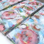 Pink Abstract Triptych Paintings, Original Acrylic On Gallery Wrapped Canvas 4 small