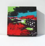 Red Abstract Painting, "Touch Of Turquoise" Original Acrylics 2 small