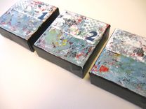 Acrylic Abstract Original Triptych Paintings On Canvas 3 small