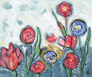 Acrylic Abstract Original Floral Painting "Spring" 3 small
