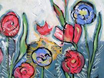 Acrylic Abstract Original Floral Painting "Spring" 4 small