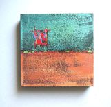 Turquoise Acrylic Abstract Paintings Original Triptych On Canvas Sale 2 small