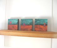 Turquoise Acrylic Abstract Paintings Original Triptych On Canvas Sale 3 small