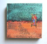 Turquoise Acrylic Abstract Paintings Original Triptych On Canvas Sale 5 small