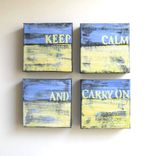 Abstract Paintings, "Keep Calm And Carry On" Original Acrylics 3 small