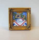 Sunflowers Still Life - Original Acrylic Cat Painting Animal Painting 1 small