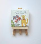 Miniature Acrylic Cat Painting On A Mini Canvas With Easel 3 small