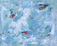 Turquoise And White Original Abstract Painting On Canvas 1 small