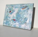 Turquoise And White Original Abstract Painting On Canvas 2 small