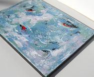 Turquoise And White Original Abstract Painting On Canvas 3 small