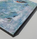 Turquoise And White Original Abstract Painting On Canvas 4 small