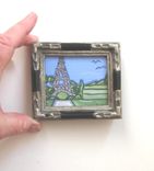 Miniature Eiffel Tower Painting, Country French, Paris, Silver Frame, Miniature, Acrylic, Pen & Ink 4 small