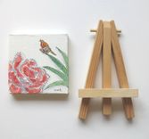 Miniature Acrylic Bird Painting On A Mini Canvas, Original Minature Painting 2 small